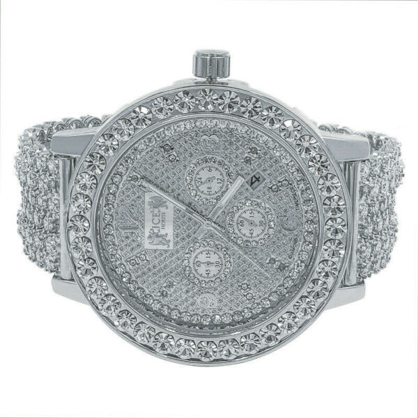 18k Premium Khronos Custom Watch Real Diamonds White Gold Finish Ice House Watch