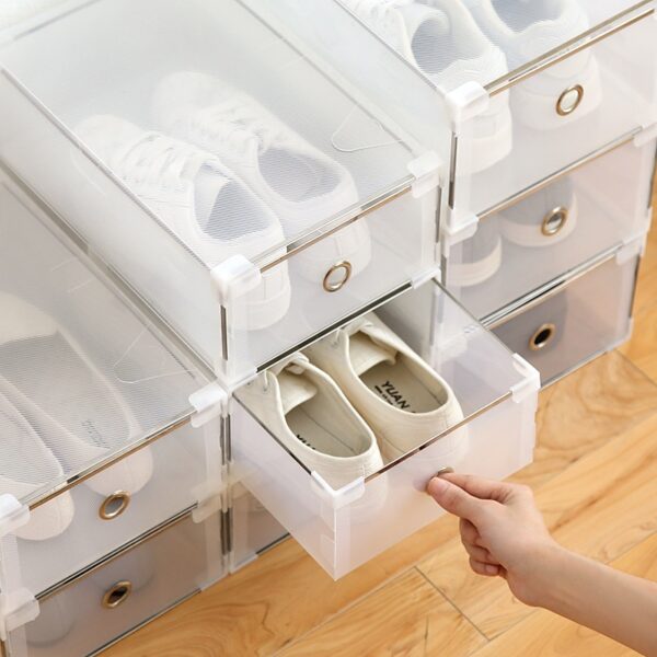 5PCS Transparent shoe box dustproof storage box can be superimposed combination shoe cabinet Clamshell men and women shoe box