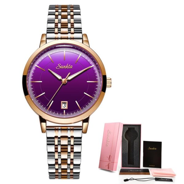 SUNKTA Rose Gold Watch Women Watches Stainless Steel Ladies Women’s Watch Women 2020 Luxury Fashion Relogio Feminino+Bracelet