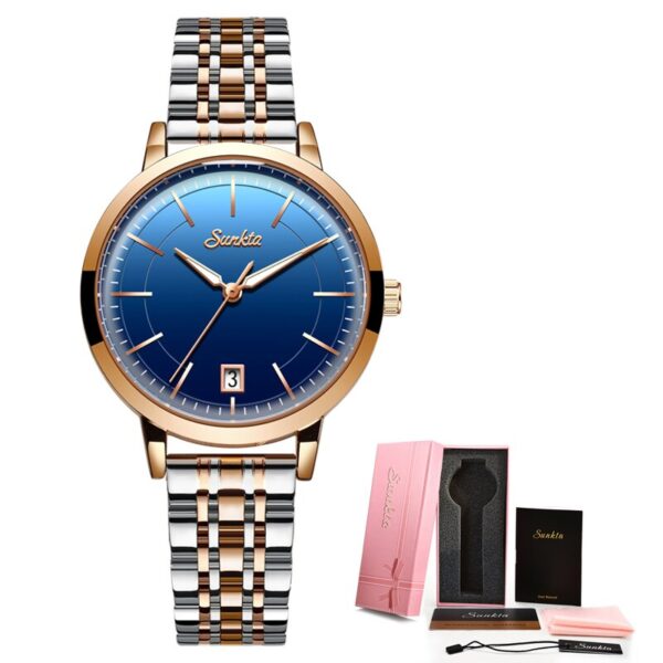 SUNKTA Rose Gold Watch Women Watches Stainless Steel Ladies Women’s Watch Women 2020 Luxury Fashion Relogio Feminino+Bracelet