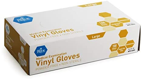 Medpride Medical Vinyl Examination Gloves | Latex and Powder Free | Disposable, Ultra-Strong, Clear | Food Handling Use