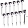 Solar Lights Outdoor, 12Pack Stainless Steel Outdoor Solar Lights - Waterproof, LED Landscape Lighting Solar Powered Outdoor Lights Solar Garden Lights for Pathway Walkway Patio Yard & Lawn-Cool White