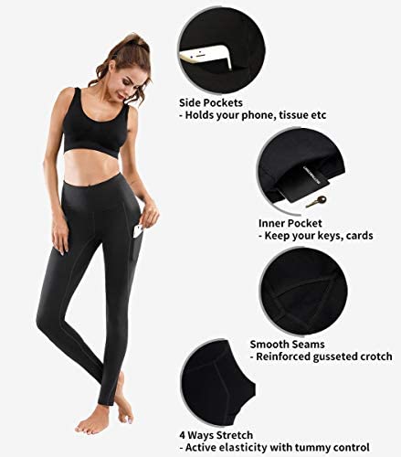 Lingswallow High Waist Yoga Pants - Yoga Pants with Pockets Tummy Control, 4 Ways Stretch Workout Running Yoga Leggings