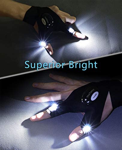 ThxToms LED Flashlights Gloves, Men/Women Tool Gadgets Gifts for Handyman, Fishing, Repair, 1 Pair