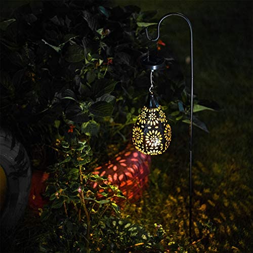 BOAER Hanging Solar lights Outdoor Garden Boho LED Flower Waterproof Decorative Metal Light for Porch Garden Outdoor