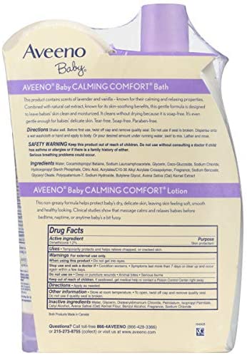 Aveeno Baby Calming Comfort Bath & Lotion Set, Baby Skin Care Products with Natural Oat Extract, Lavender & Vanilla, 2 Items