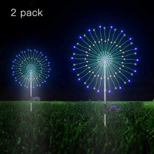 Outdoor Solar Garden Decorative Lights- 105 LED Powered 35 Copper Wires String Landscape Light-DIY Flowers Fireworks Trees for Walkway Patio Lawn Backyard,Party Decor 2 Pack (Multi -Color)
