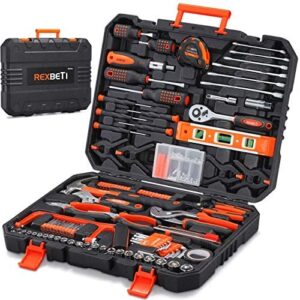 REXBETI 217-Piece Tool Kit, General Household Hand Tool Set with Solid Carrying Tool Box, Auto Repair Tool Sets