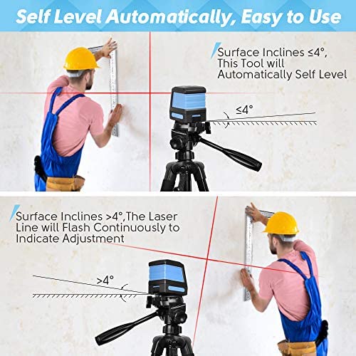 Self Leveling Laser Level - 50ft Cross Line Laser level Laser Line leveler Beam Tool for Construction Picture Hanging Wall Writing Painting Home Renovation Floor Tile with Horizontal and Vertical Line