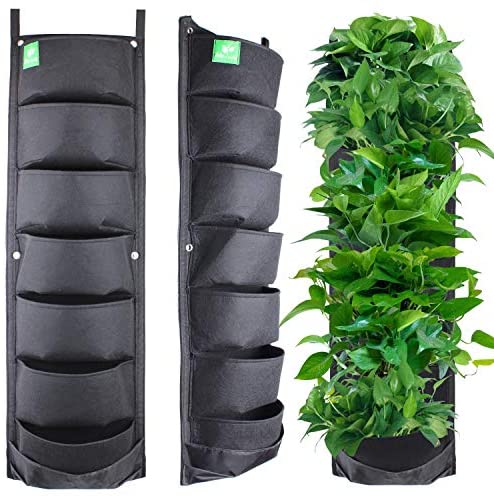 Meiwo New Upgraded Deeper and Bigger 7 Pocket Hanging Vertical Garden Wall Planter for Yard Garden Home Decoration