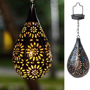 BOAER Hanging Solar lights Outdoor Garden Boho LED Flower Waterproof Decorative Metal Light for Porch Garden Outdoor