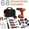 BLACK+DECKER 20V MAX Drill & Home Tool Kit, 68 Piece (LDX120PK),Black/Orange