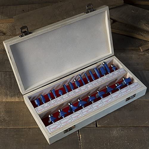 Router Bit Set- 24 Piece Kit with ¼” Shank and Wood Storage Case By Stalwart (Woodworking Tools for Home Improvement and DIY)