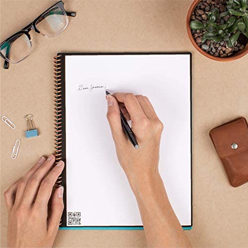 Rocketbook Smart Reusable Notebook - Dot-Grid Eco-Friendly Notebook with 1 Pilot Frixion Pen & 1 Microfiber Cloth Included - Midnight Blue Cover, Executive Size (6" x 8.8")